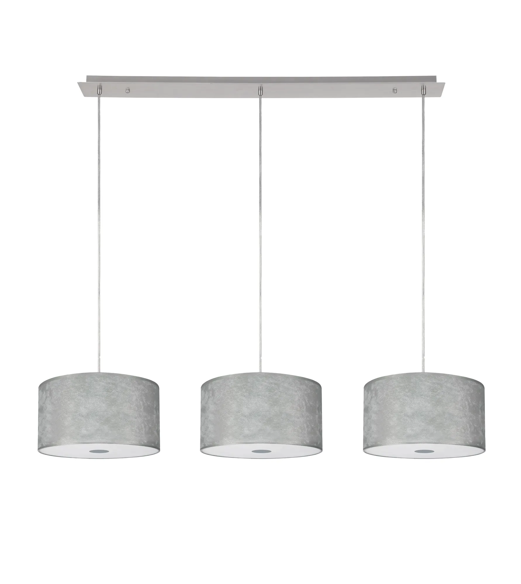 Baymont 30cm Shade 2m 3 Light Pendant Polished Chrome, Silver Leaf, Frosted Diffuser DK0805  Deco Baymont CH SL